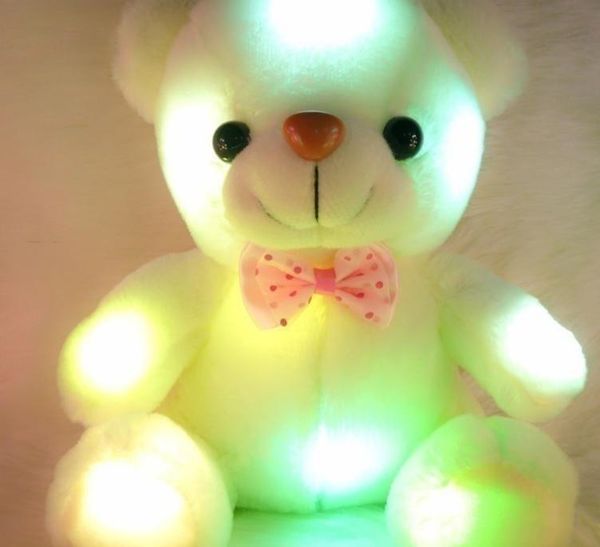 

colorful led flash light bear doll plush animals stuffed toys size 20cm bear gift for children gift stuffed plush toy