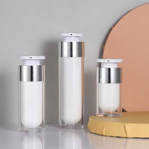 

storage bottles & jars 15ml/30ml/50ml white acrylic round empty refillable cosmetic cream pump portable packaging bottle vacuum