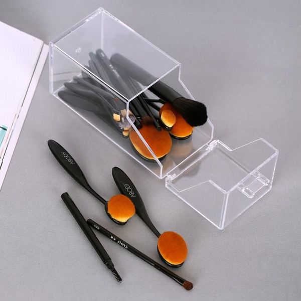 

bathroom storage & organization transparent acrylic dustproof makeup brush organizer cosmetic brushes eyebrow pencil holder with lid