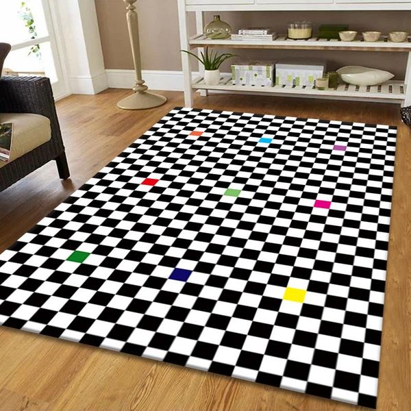 

carpets simple nordic checkerboard living room decoration carpet green plaid full bedroom large rug children's gamer play mat