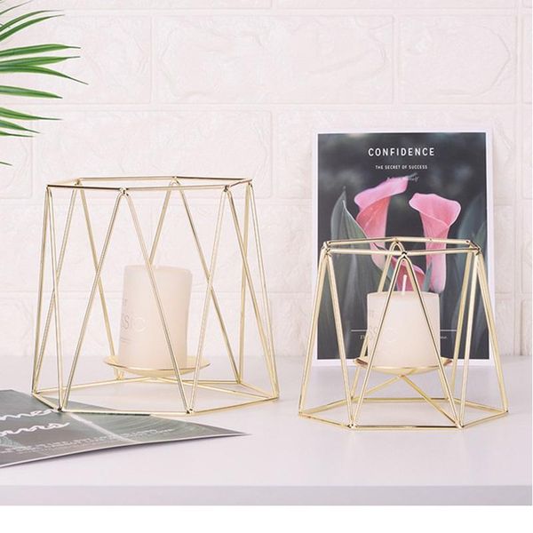 

nordic style wrought iron geometric candle holders home decorate metal crafts candlestick candelabros de velas hol qylneh