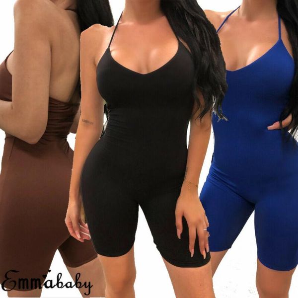 

women's jumpsuits & rompers womens clubwear short playsuit bodycon party women romper ladies skinny brown coffee black blue, Black;white