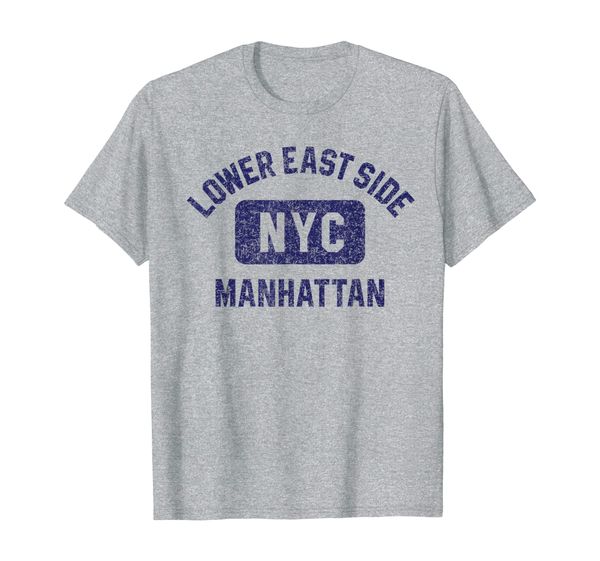 

lower east side manhattan gym style distress navy blue print t-shirt, White;black