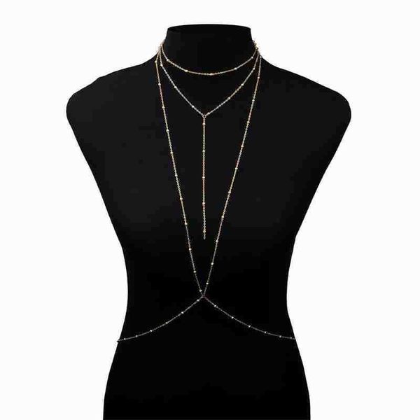 

fashion personality bikini bra body chain women's body ball chain jewelry beach simple chain bikini accessories p0811, Silver