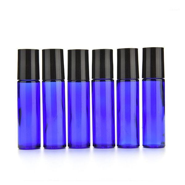 

storage bottles & jars 10 ml roll-on black plastic cap refillable bottle blue glass roll on empty fragrance perfume essential oil