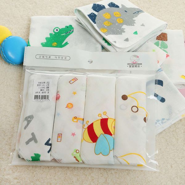 

baby handkerchief four pack cotton gauze layer saliva towel mother and baby shop can sell gift wrapping, White