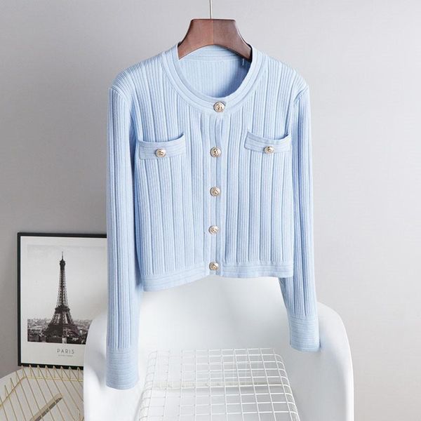 

women's knits & tees spring women knitted sweater cardigan single breasted o-neck long sleeve casual knitwear short coat loose female c, White