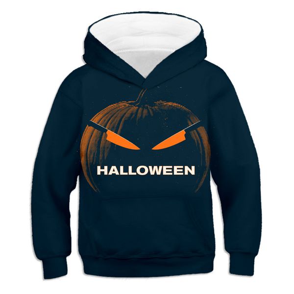 

childrens cartoon 3d printing casual harajuku brand pullover childrens autumn and winter scary halloween fiber cotton sweater, Black