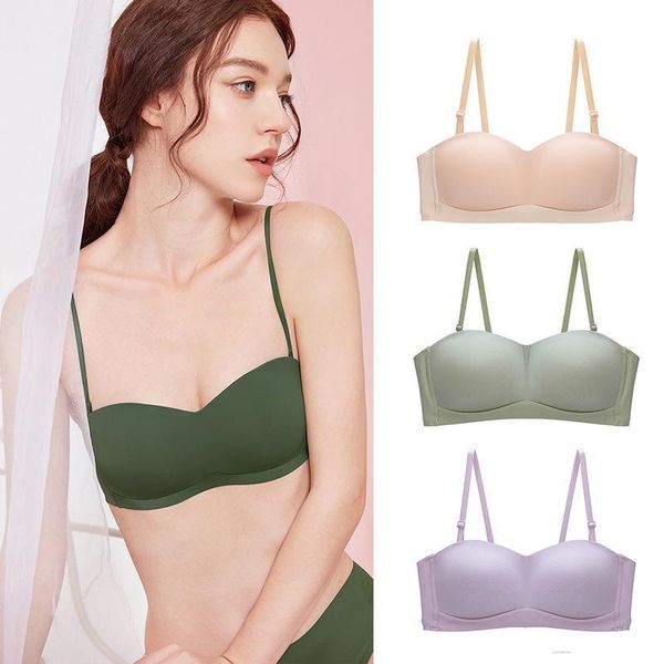 

bras thin natural latex gathered soft lingerie comfortable bralette seamless no steel ring removable shoulder strap push up bra, Red;black