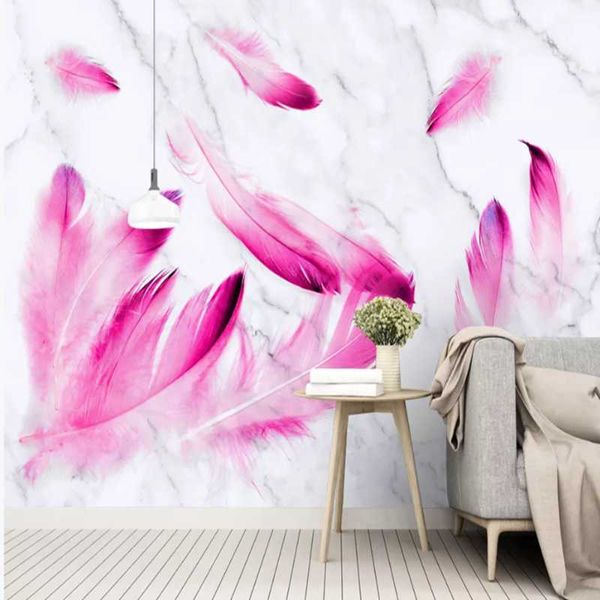 

wallpapers milofei manufacturers custom hand-painted color feather pattern living room bedroom background wallpaper mural