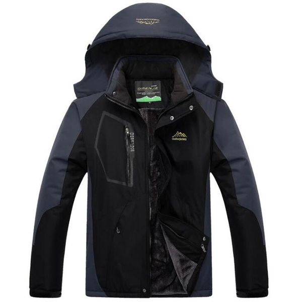 

men's down & parkas winter military jackets men windbreaker waterproof jacket thick velvet warm parka brand clothing plus size 4xl 5xl, Black