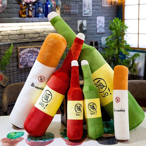 2022 Novo Creative Quit Cigarette Plush Brinquedo Quit Vinho Frasco Travesseiro Envie um Pai e Namorado Feriado Presente Atacado