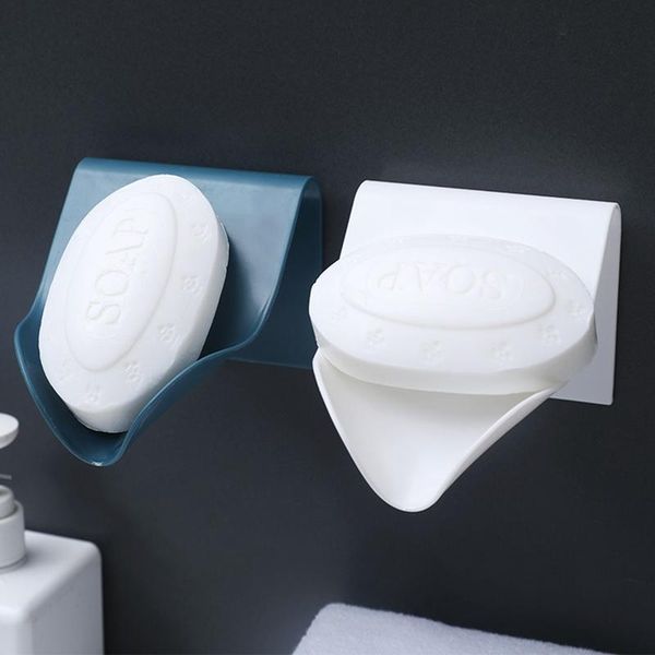 

bathroom wall-mounted soap box holder drainage storage finishing racks strong seamless stickers hole-soap box