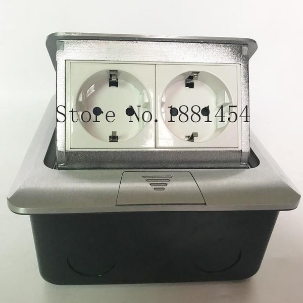 

smart power plugs aluminum silver panel eu standard 2 way up floor socket electrical outlet modular combination customized available soc