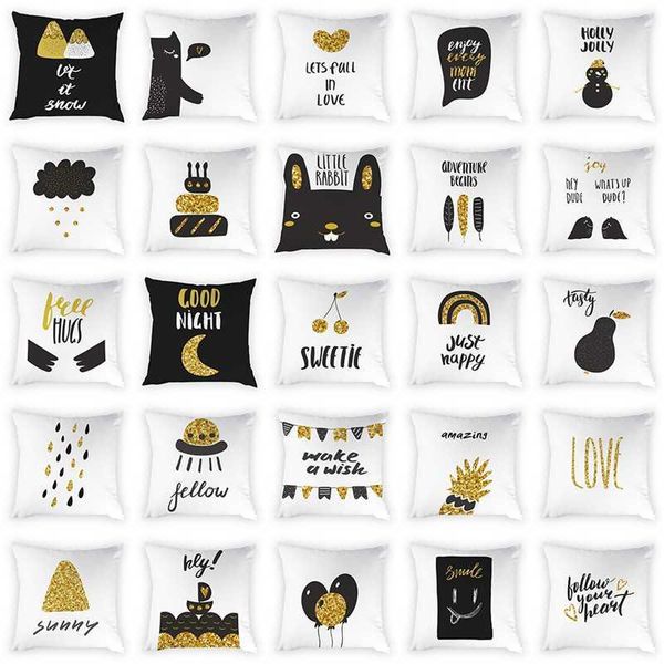 

cushion/decorative pillow nordic simplicity style alphabet printing pattern cushion cover cat white color peach skin print home decor throw