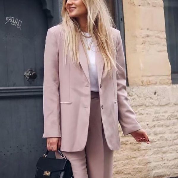 

women's suits & blazers vintage women elegant pink blazer nice spring-autumn ladies nothced collar jackets streetwear female chic, White;black