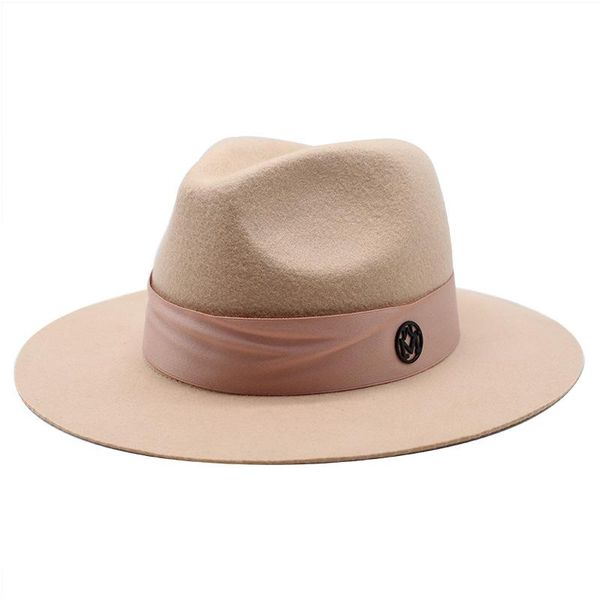 

wide brim hats 100% wool women floppy ribbon fedoras jazz cap autumn winter solid color soft felt hat, Blue;gray