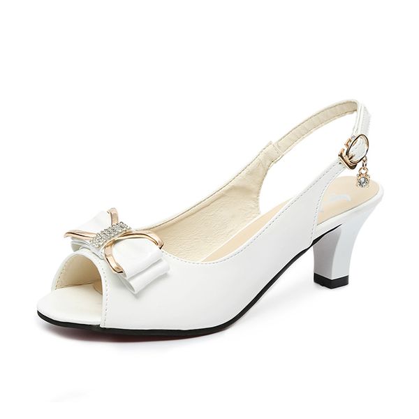 

summer women med heels peep toe pumps crystal dress shoes woman open toe sandals white bridal shoes zapatos mujer 3670dress shoes, Black