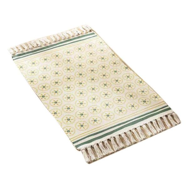 

carpets cotton thread woven thickened non slip fringed floor mat national wind printing kitchen living room bedside carpet b