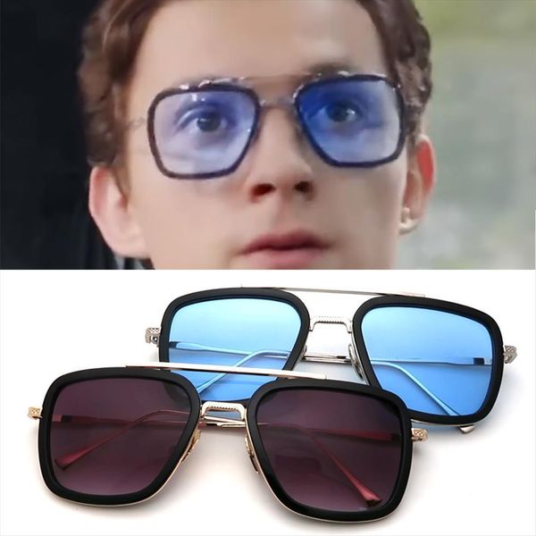 

Colourd Square Men Edith Sunglasses Steampunk Blue Metal Frame Uv400 Sun Glasses Trending Tony Stark Women Punk Eyewear, White;black