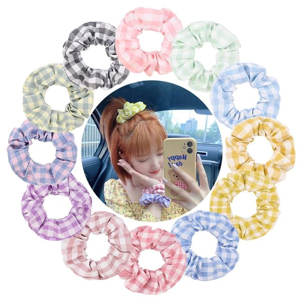 

1 pcs women hair rubber band colorful plaids elastic hairbands diy clothing decoration girls headwear birthday gifts p props, Slivery;white