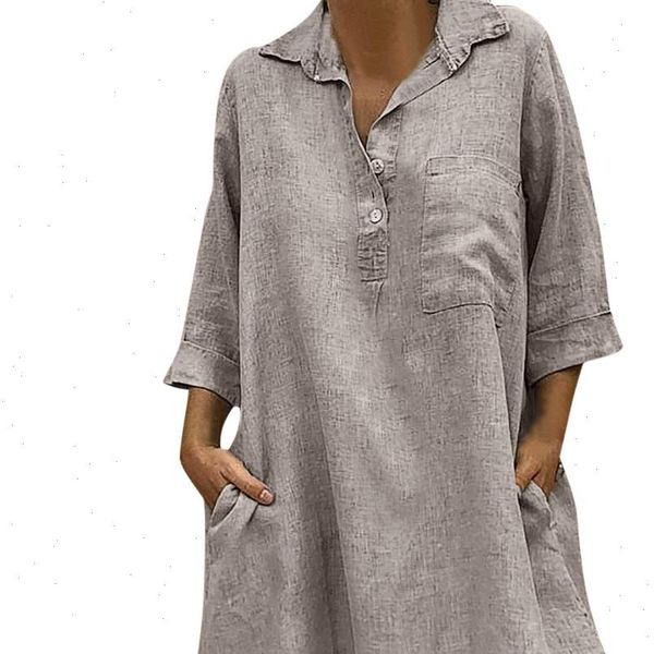 

winter women dresses girl solid dress boho turn down collar casual pocket female button dress solid casual, Black;gray