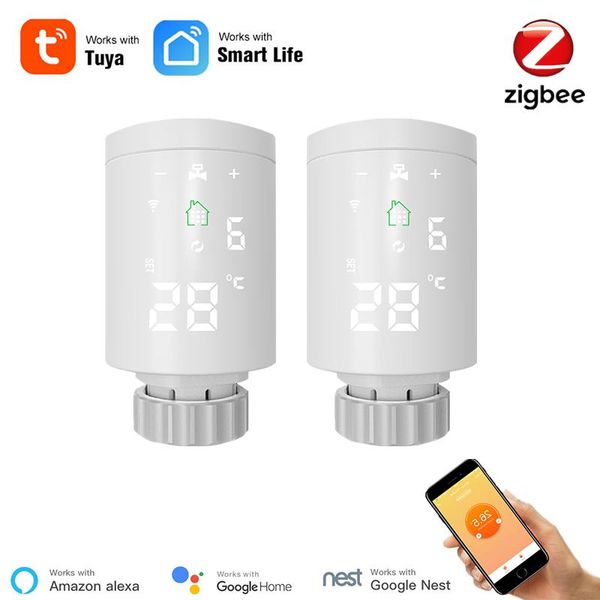 

smart home control tuya zigbee trv radiator wifi temperature controller programmable valve app alexa compatible