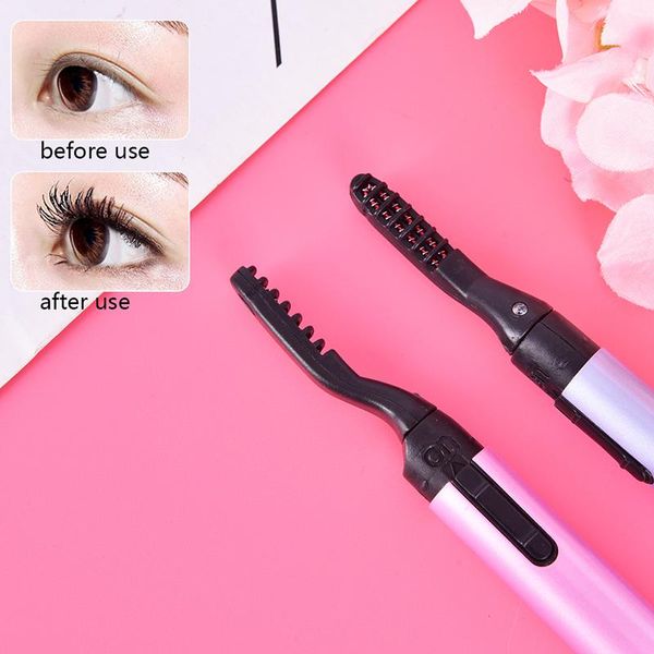 

eyelash curler purple/pink without battery electric pen style portable long lasting heated eye lashes makeup tool