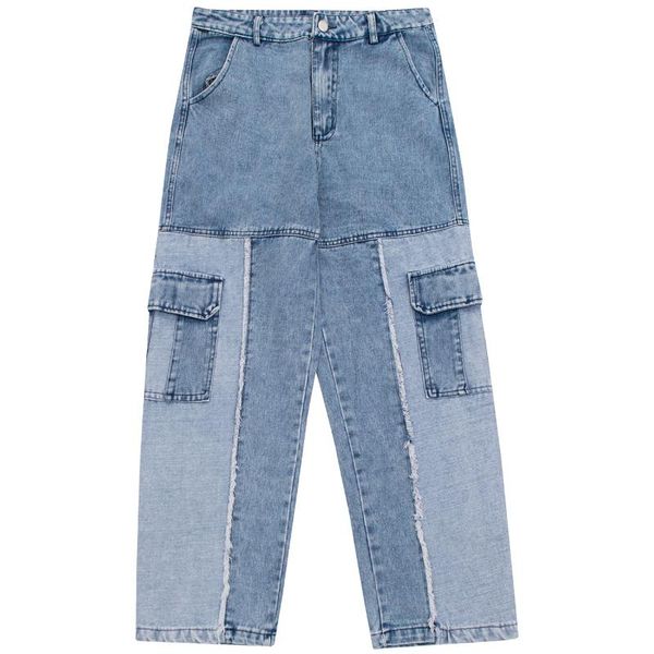

men's jeans denim pants men women hip streetwear washed patchwork vintage harajuku loose light blue trousers