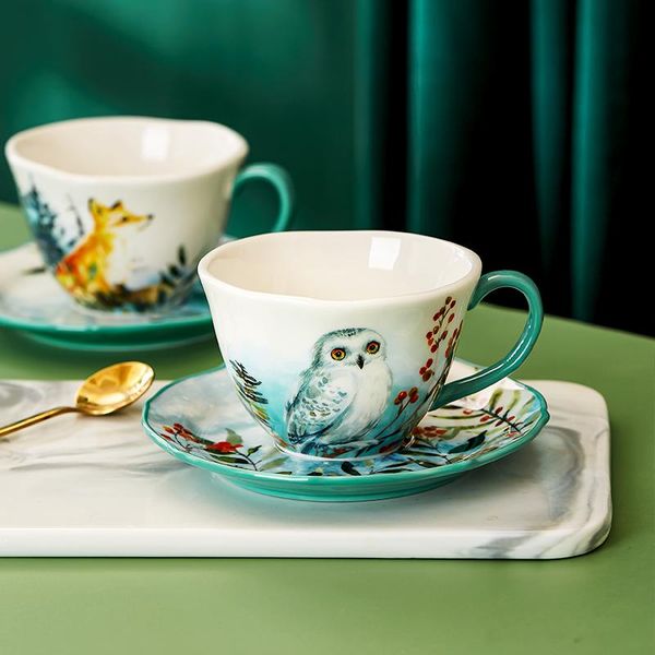 

mugs ceramic mug with tray retro coffee milk tea handle porcelain cup couple water novelty gifts