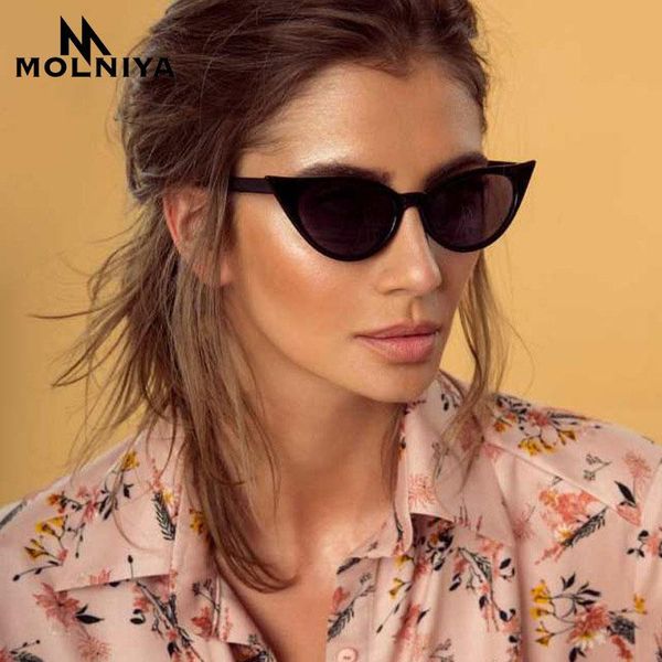 

sunglasses molniay men women cat eye fashion brand designer transparent sun glasses ladies small size eyewear uv400, White;black
