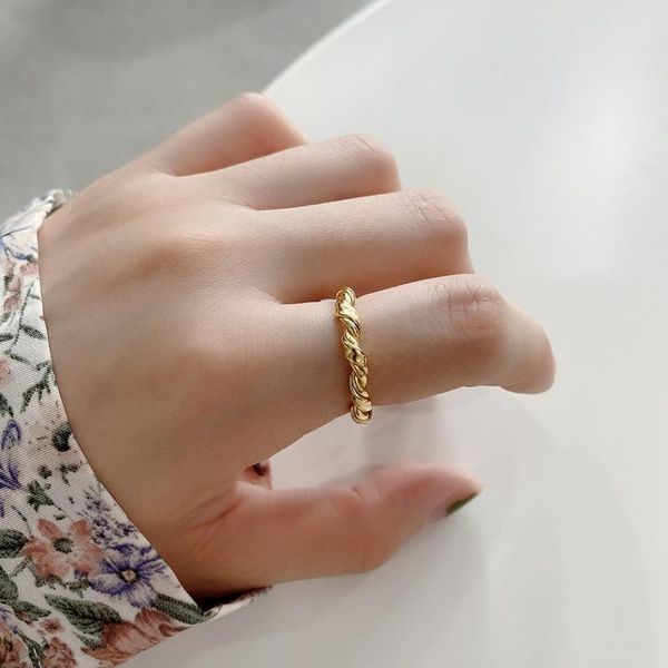 

cluster rings elegant winding rope ring 925 sterling silver messy open personality western europe 18k gold for women fine jewelry, Golden;silver