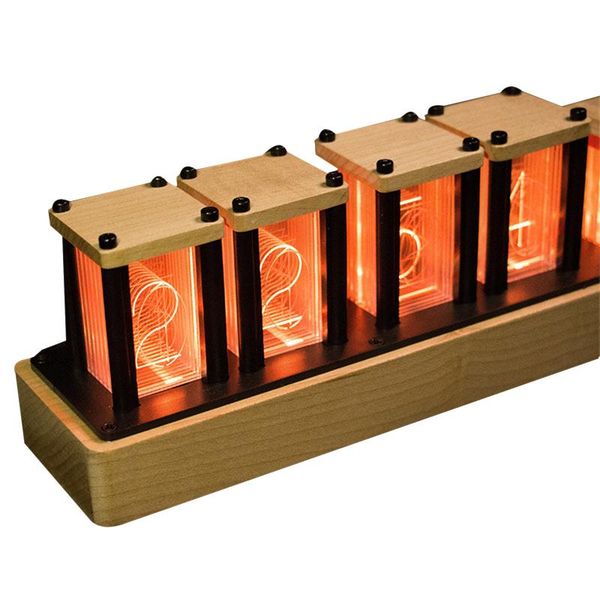 

desk & table clocks rgb imitation tube lights digital clock glow led solid wood ornament fluorescent semi-finished maple