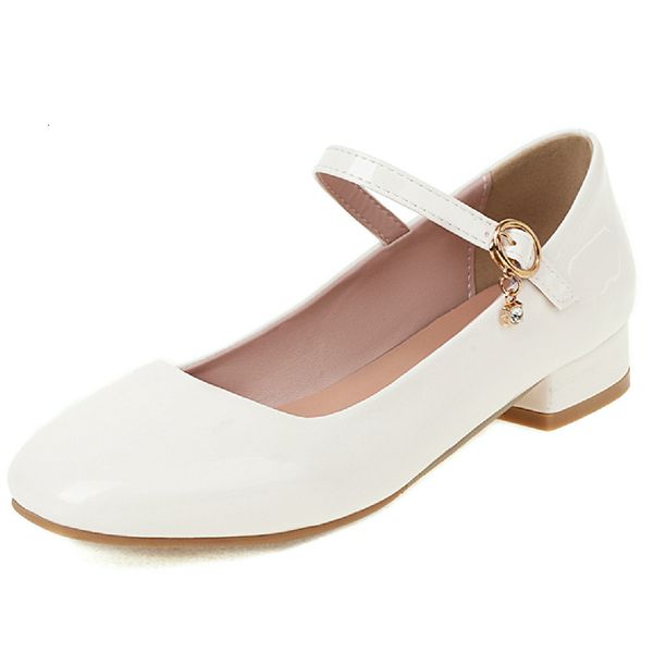 

dress shoes elegant short heels woman straps white heeled pumps female large size mary janes office party wedding ladies fedv, Black