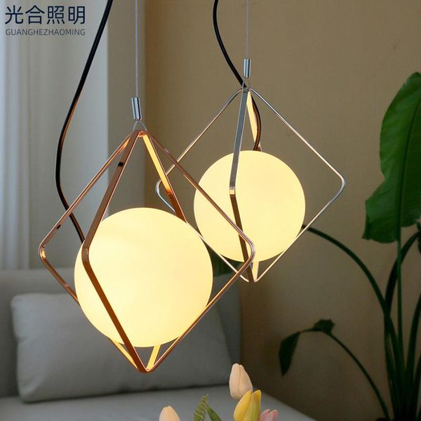 

pendant lamps european style creative bedroom glass ball household chandelier personality simple bar cafe decorative
