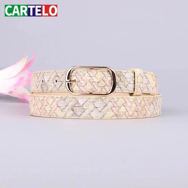 

cartelo new women's belt imitation woven pattern belt fashion elegant pants women, Black;brown