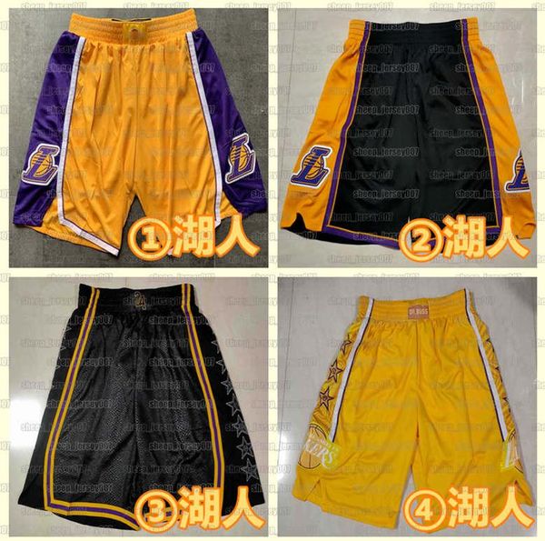 

mens 2021 team basketball shorts retro los angeles lakers stitched pocket shorts 76er dallas mavericks sweatpants, Black