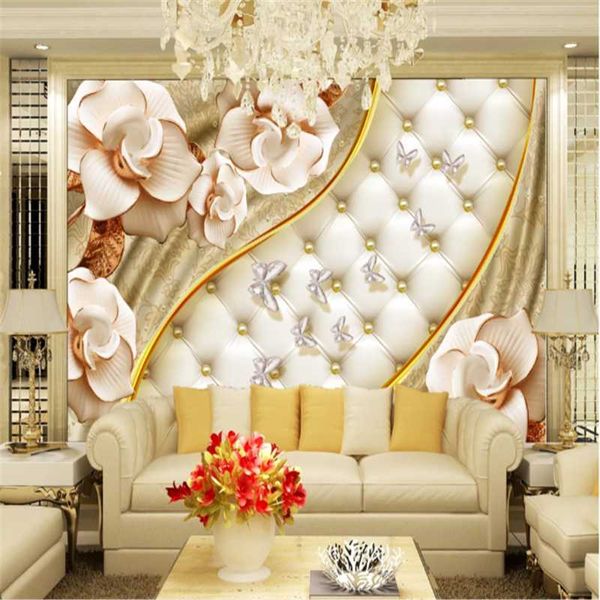 

wallpapers milofi custom po 3d wall covering mural wallpaper nordic golden jewelry flower soft bag tv background
