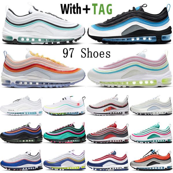 

2021 cushion og undefeated 97 mens running shoes aqua blue aurora green reflective black bullet easter usa men women sneakers trainers size