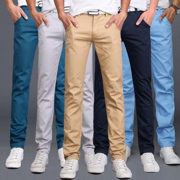 

men's pants 2021 men casual spring autumn fashion multi color slim long straight male pocket trousers pantalon hombre, Black