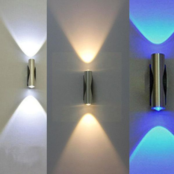

party decoration double head warm white blue light led aluminium lamps arts project bedside rail bedroom room wall lamp w t8k8