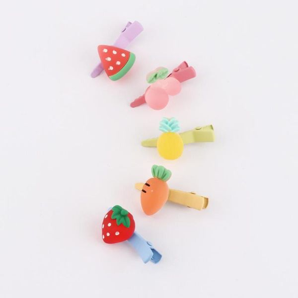 

2pcs sweet colorful hair clip barrettes cute cartoon fruit hairpins for girls children headwear kids fashion hair accessories, Slivery;white