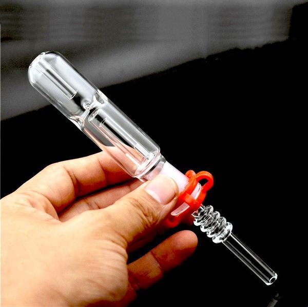 DHL-freie Glasöl-Brenner-Wasserbong-Inline-Filterrohr dickes Rauchen Wate-Rohr mit 14mm Mann mit Titan-Quarz-Tipp-Recycler DAB Bong