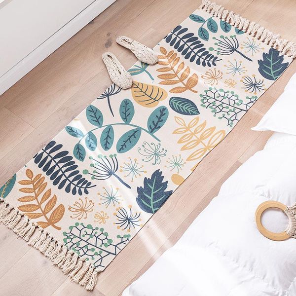 

carpets nordic ins fresh cotton and linen floor mats bedroom bedside living room sofa coffee table handmade tassel carpet