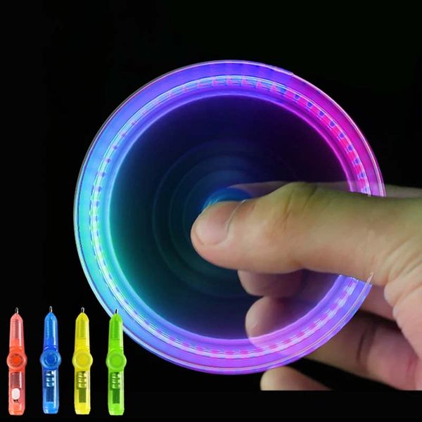 

fingertip rotating spinner gyro toy pen led luminous gyro pen office anti stress kinetic decompression lamp childrens pen