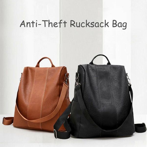 

backpack rucksack women leather pompom anti-theft ladies shoulder bag