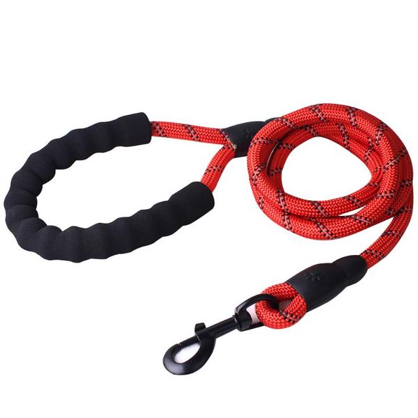 

safety thin-strip soft handle nylon thick reflective leash durable round rope dog leash walking for small medium pets