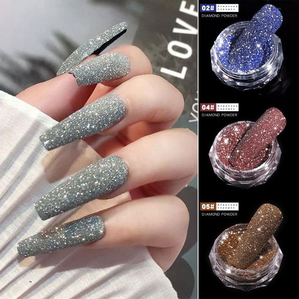 

nail glitter laser art crystal powder mixed glass micro-diamond shiny sequins polish manicure decor, Silver;gold