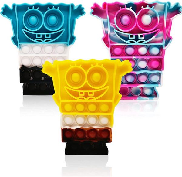

2021 cartoon fidget toys rainbow decompression silicone push bubble sensory finger puzzle board stress relief desktoys