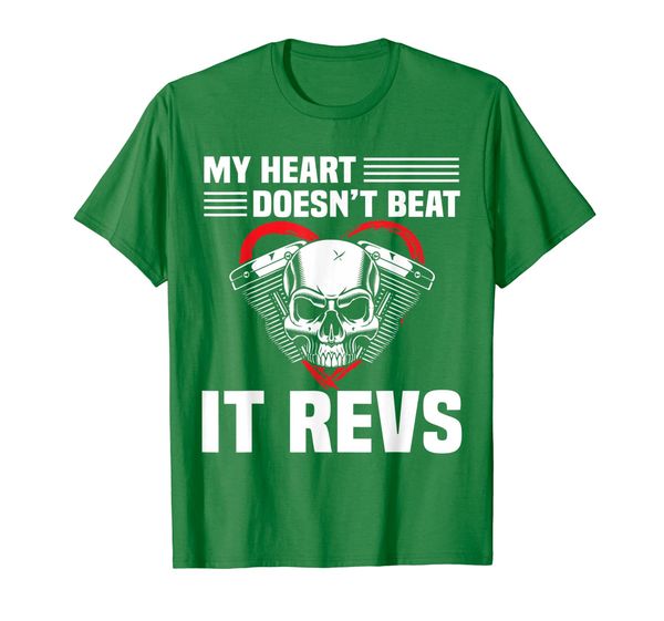 

motorcycle heart doesn't beat it revs biker t shirt, White;black